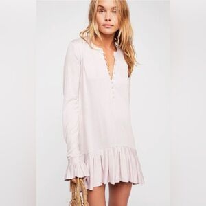 FREE PEOPLE  YOUR GIRL Flounce Hem Textured Knit Shirt/Tunic Top White Size XS